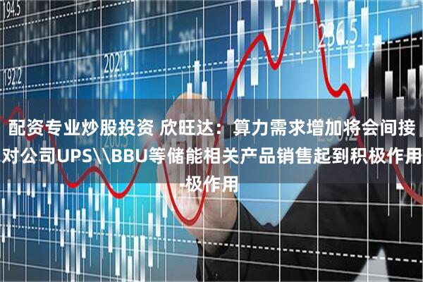 配资专业炒股投资 欣旺达：算力需求增加将会间接对公司UPS\BBU等储能相关产品销售起到积极作用
